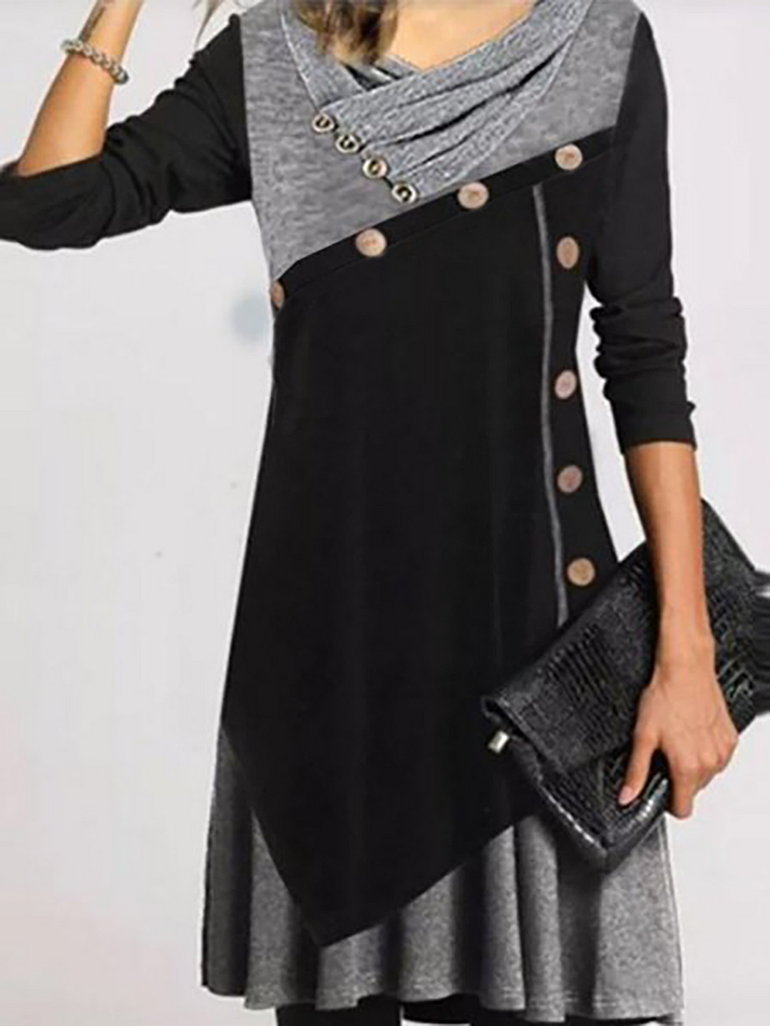 V Neck Long Sleeve Casual Knitting Dress