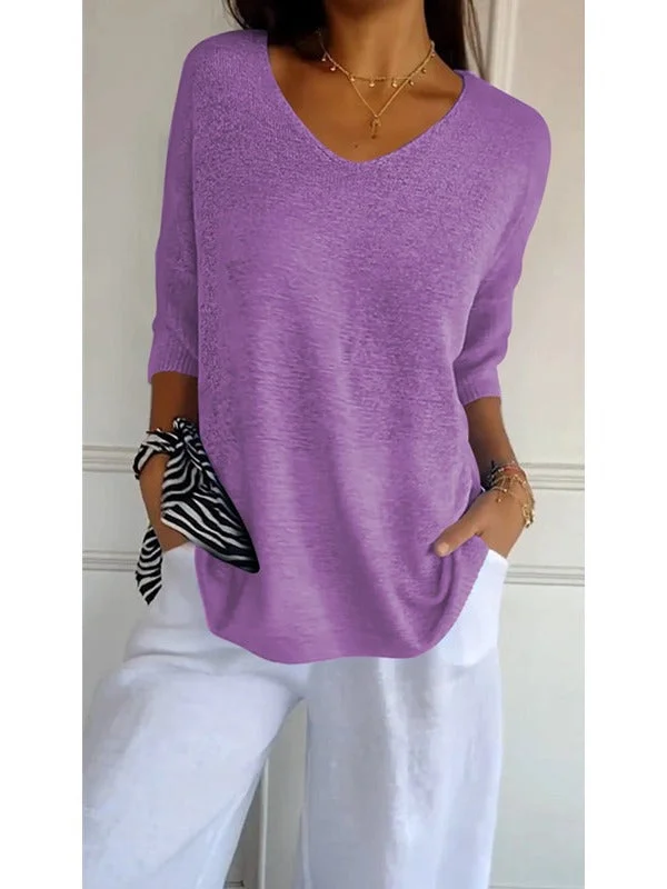 Brownm Casual Basic Style Slimming Sleeve Solid Sweaters