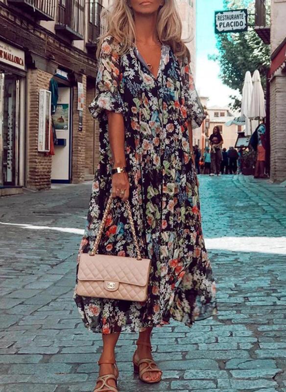 Rotimia Urban Floral Printed Maxi Dress