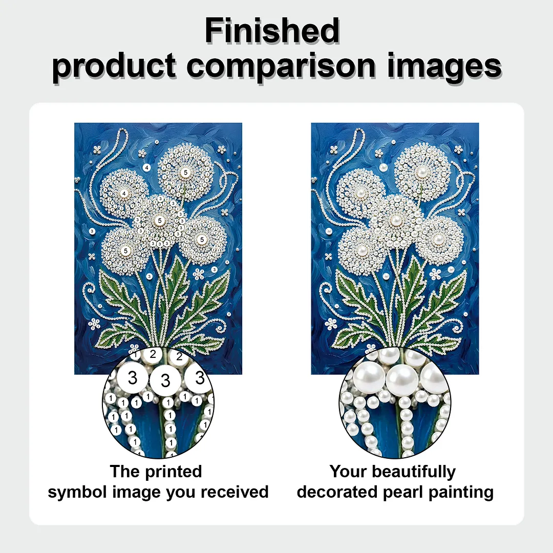 Dandelion Vase DIY Pearl Painting Art Kits With Frame Pearl Gem Paintings Picture Arts Craft 20x30cm for Adults Beginners Home Wall Decor