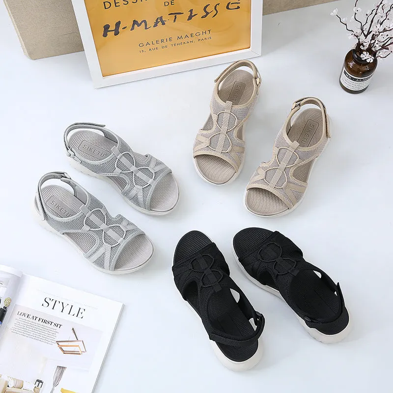 Women&lsquo;s Mesh Hollow Wide Elastic Adjustable Arch Support Casual Sandals Shoes 