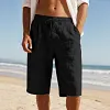 Men's Vintage Linen Casual Beach Vacation Three-Quarter Shorts by Inlyline