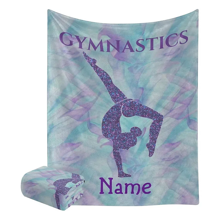 Custom Blanket Pastel Sparkle Gymnastics Print Soft Blanket with Name | BKKid641