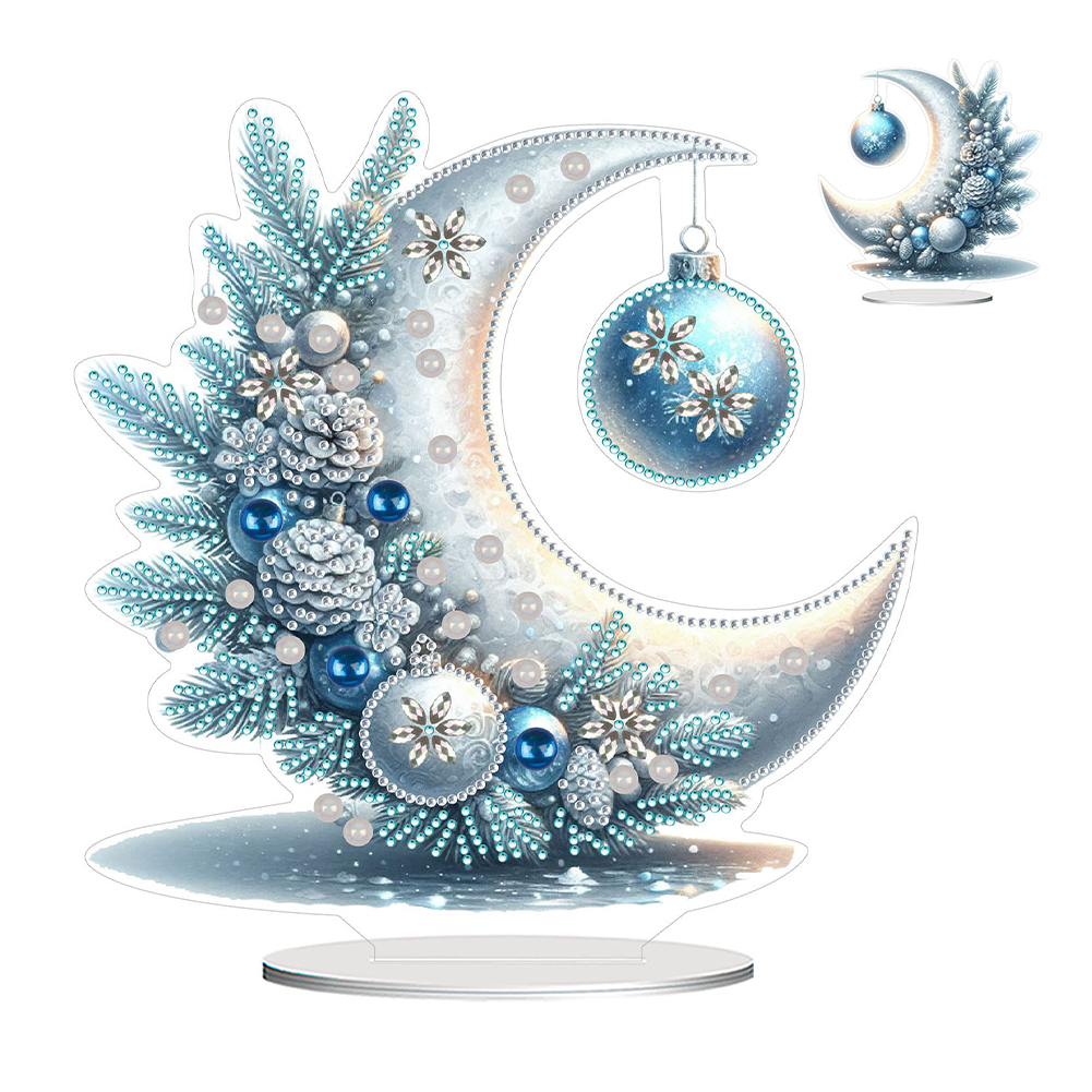 DIY Acrylic Diamond Painting Desktop Tabletop Ornament Winter Moon Office-Guru-buzz