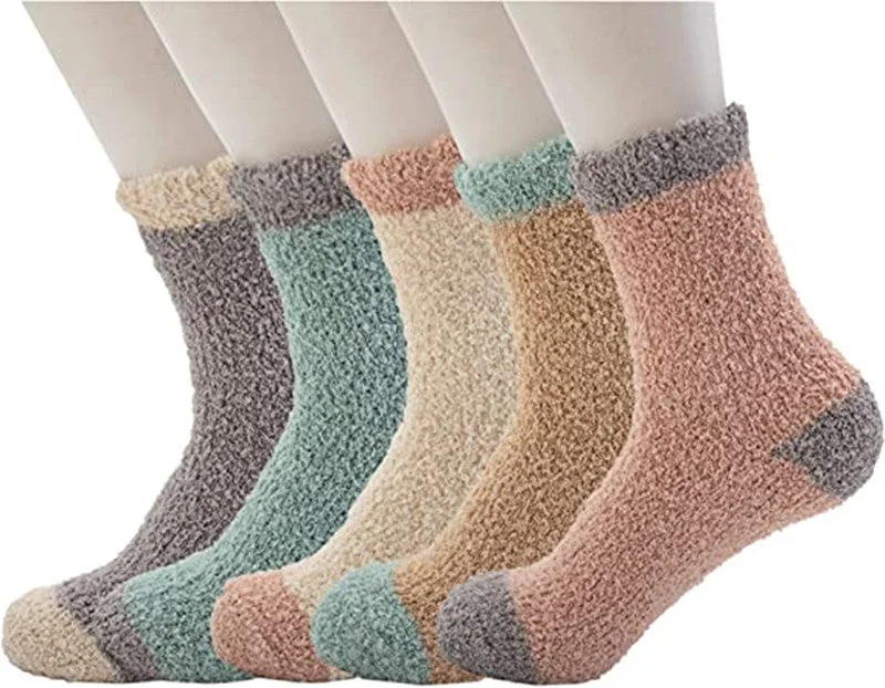 Warm Soft Fluffy Socks Thick Cozy Plush Sock Winter Christmas Socks for Women 6 or 5 Pairs