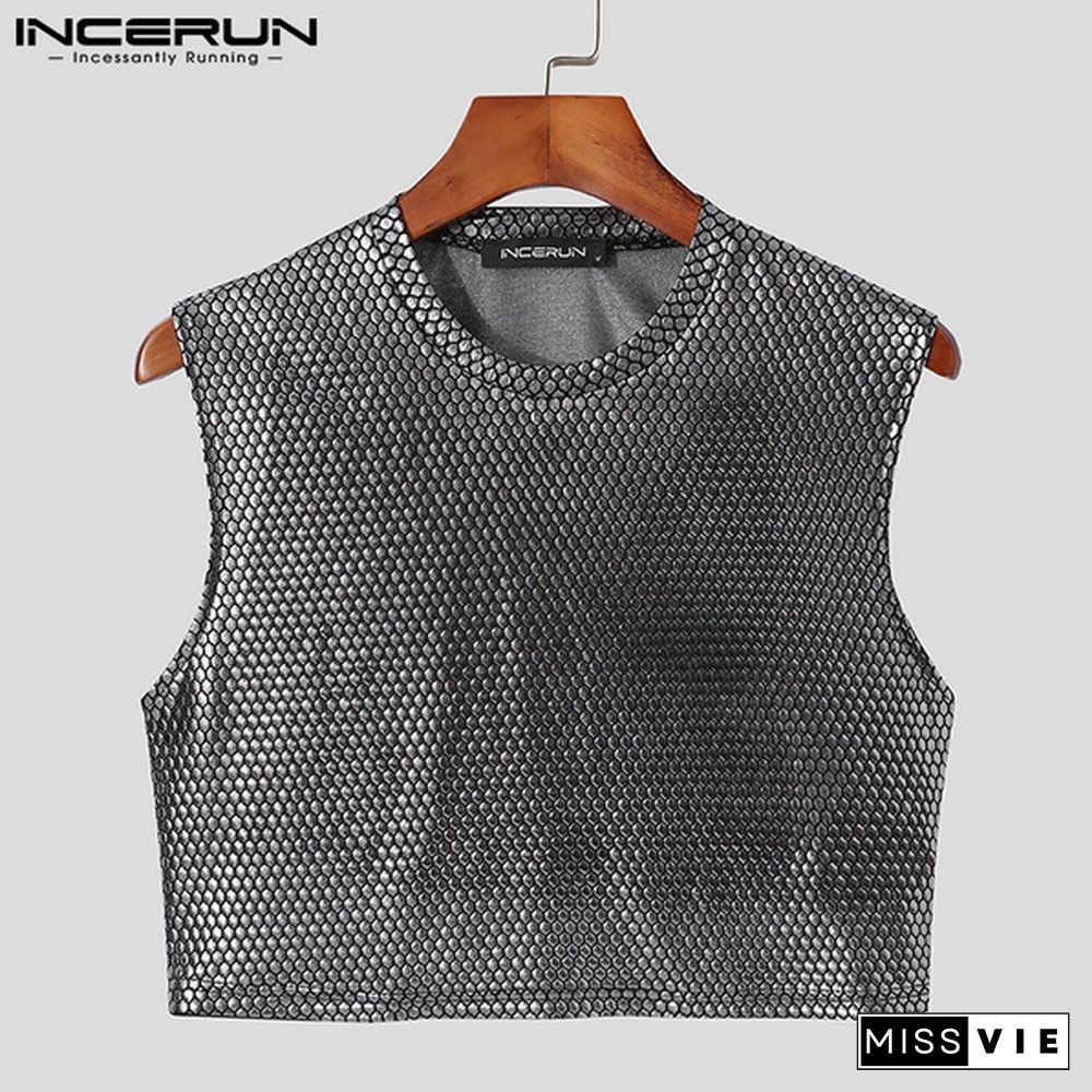 Sleeveless Silver Shirts Summer Clubwear Party Crop Tops