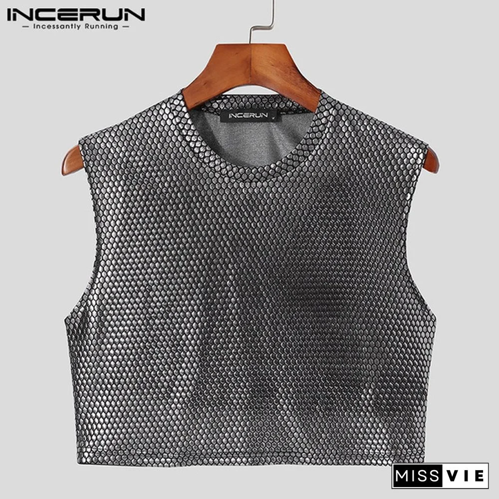 Sleeveless Silver Shirts Summer Clubwear Party Crop Tops