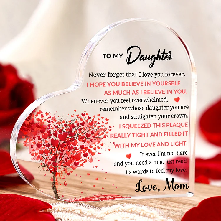 To My Daughter Acrylic Heart Keepsake Red Tree Ornament - Never Forget That I Love You Forever