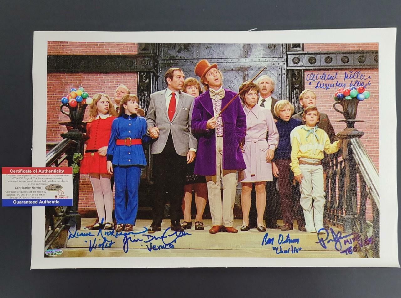 Willy Wonka Kids 5 autograph cast signed 11x17 Canvas Photo Poster painting ~ OC Dugout Holo