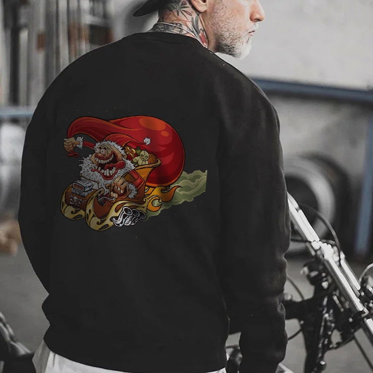 Sleigh Riding Father Christmas Winter Warm Sweatshirt