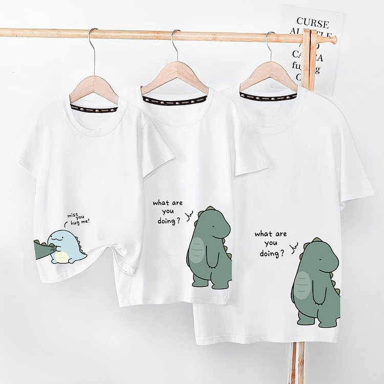 Dinosaur Letter Print Family Matching T-shirt - Modakawa modakawa