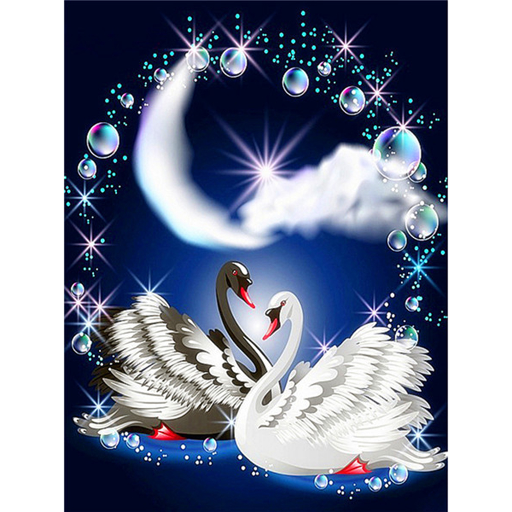 

30*40CM - Round Drill Diamond Painting - White Swan, 501 Original