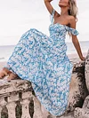 Floral Print Off-The-Shoulder Loose Casual Maxi Dress