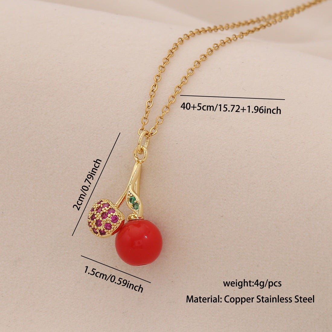 Cute Cherry Strawberry Pendant Necklace Fashionable And Versatile Clavicle Chain Trendy Necklace N1510