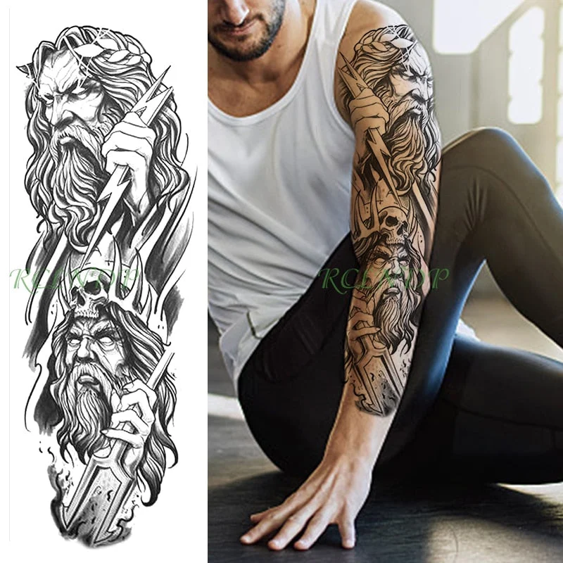 Waterproof Temporary Tattoo Sticker Anubis Ancient Egypt Dog Roma Clock Eye Full Arm Fake Tatto Flash Tatoo Sleeve for Men Women