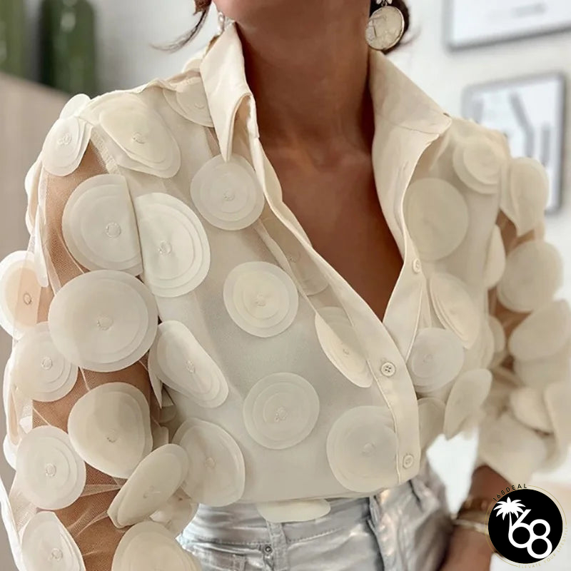 Women's Polyester Turn-Down Collar Long Sleeve Casual Wear Blouse | 168DEAL