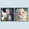2pcs Diamond Painting -DIY Round Drill Fairy and Dragon