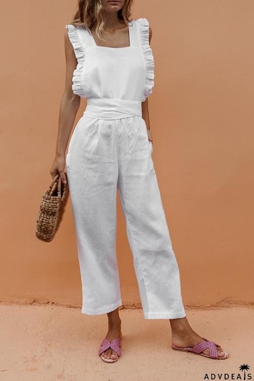 Bow Ruffled Backless Jumpsuit