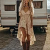  Bohemian Floral Maxi Dress with High-Low Hem and Cowboy Boots Ensemble by Inlyline