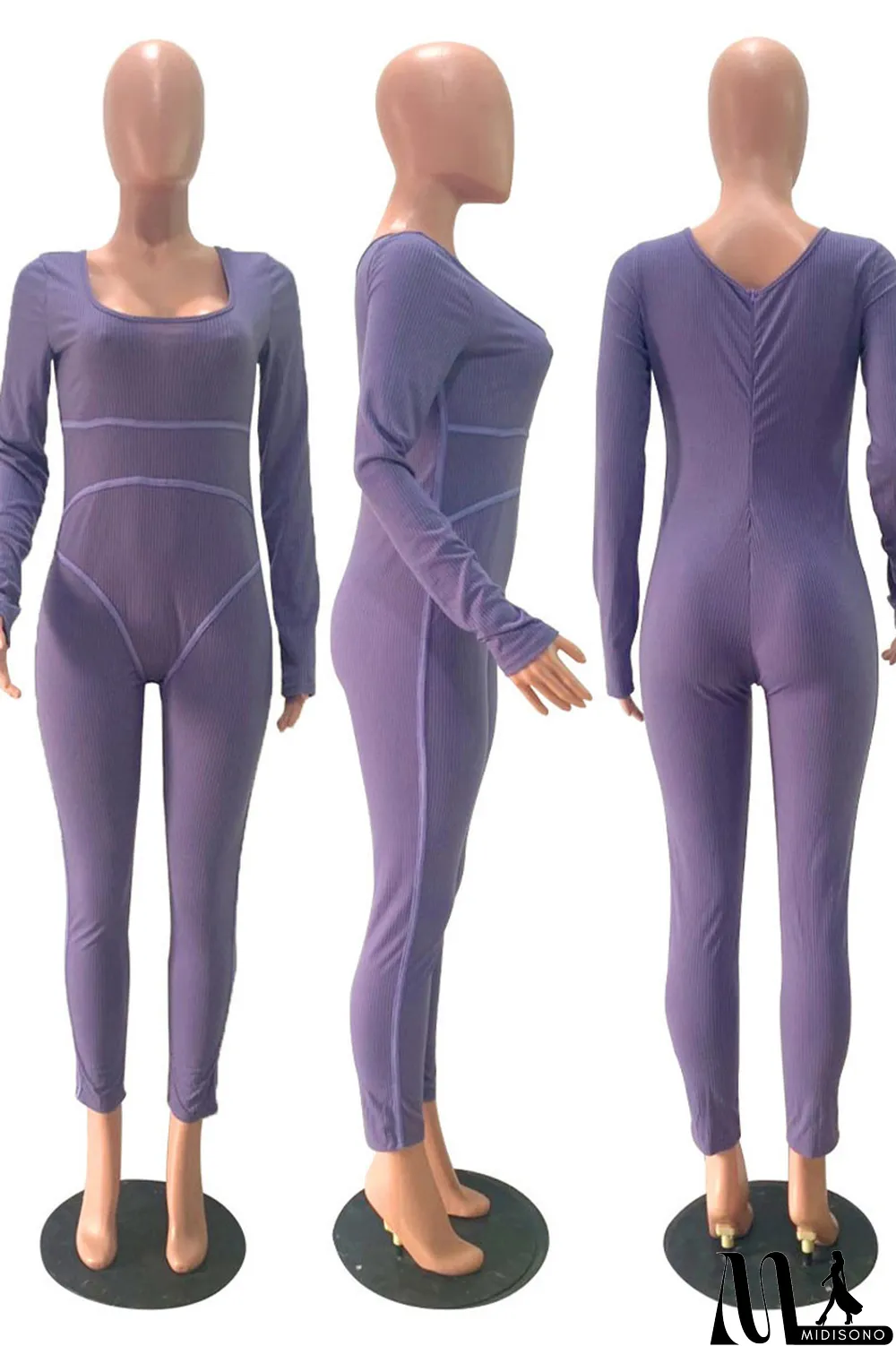 MidiSono - purple Street Pit Article Fabrics O Neck Jumpsuits