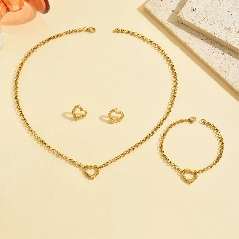 Vintage Style Classic Style Heart Shape 304 Stainless Steel Bracelets Earrings Necklace