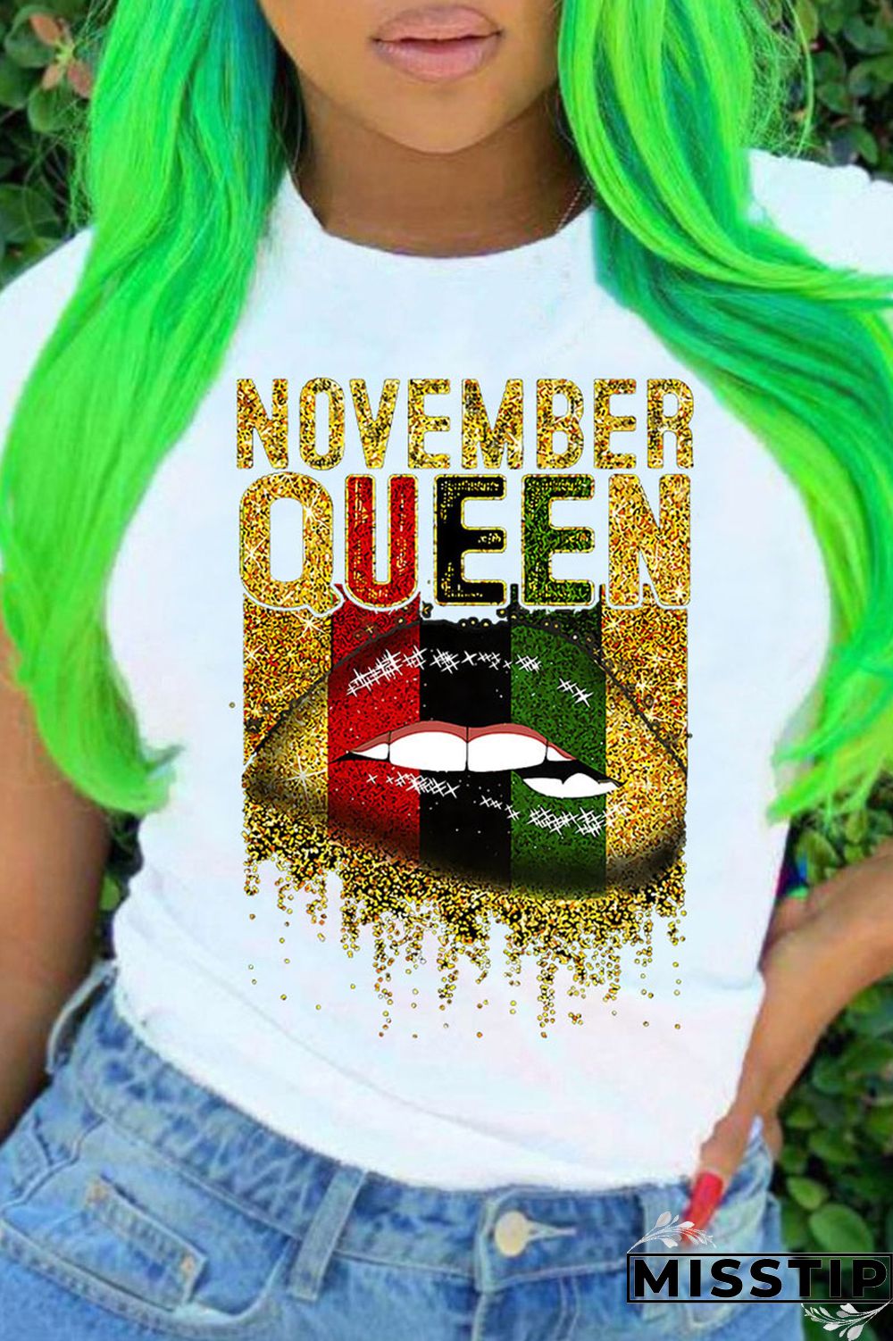 Colour Fashion Casual Print Basic O Neck T-Shirts