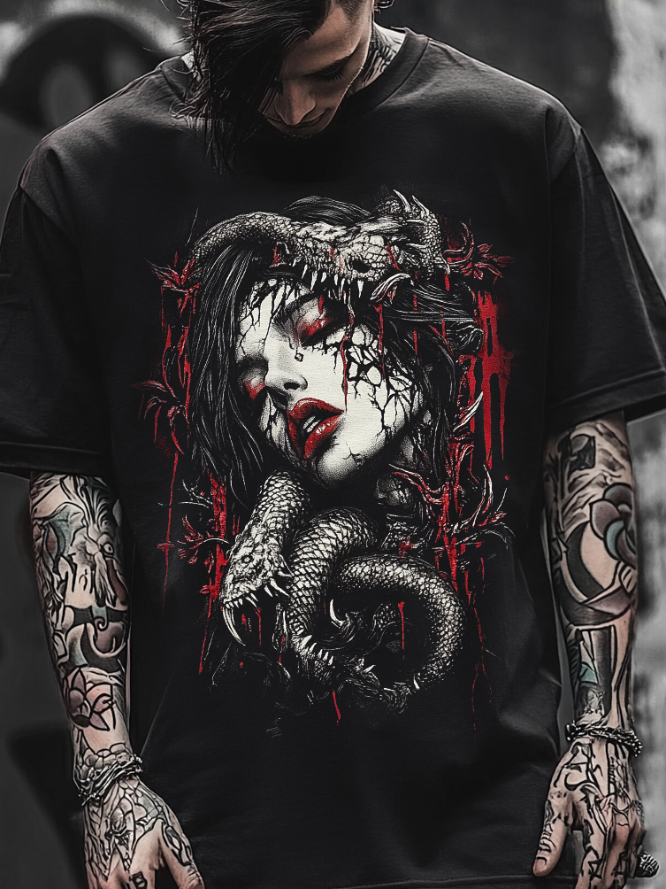 Shoptechwear Art Satanic Blood Demon Oversized Unisex Casual T-shirt