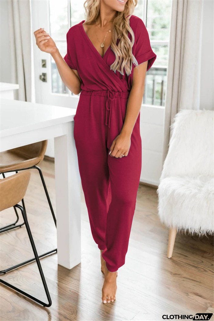 Super Comfy V Neck Casual Jumpsuit