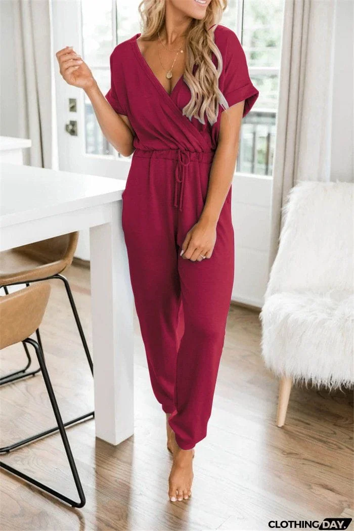 Super Comfy V Neck Casual Jumpsuit