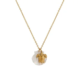 Sea turtle white shell necklace