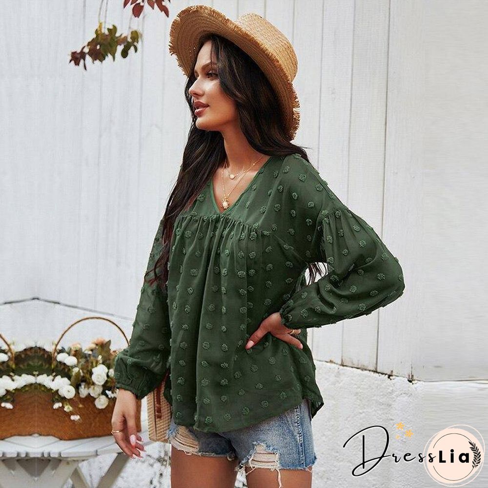 Spring New chiffon blouse women fashion neck full sleeve summer shirt tops for casual