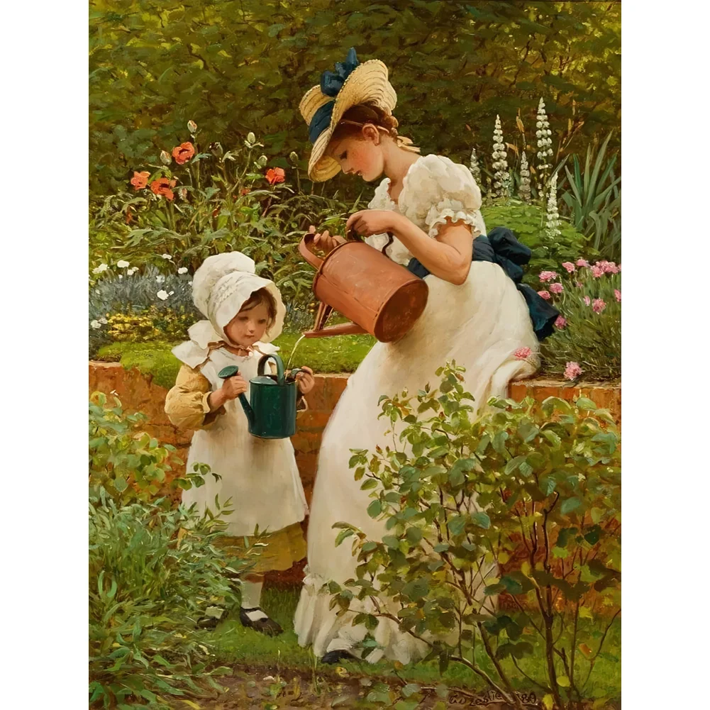 Full Round Diamond Painting - Girl And Mother(Canvas|30*40cm)