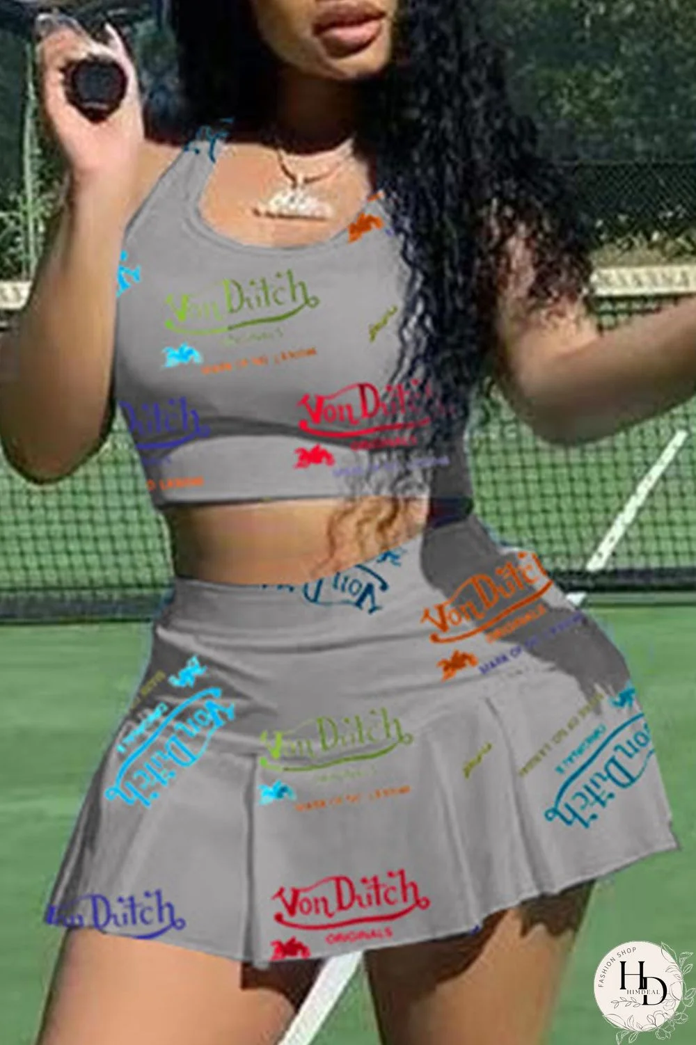 White Casual Letter Print Patchwork U Neck Sleeveless Two Pieces