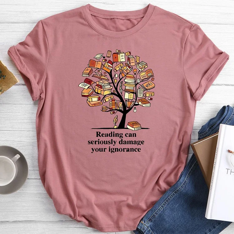 Book Tree Round Neck T-shirt-0018822