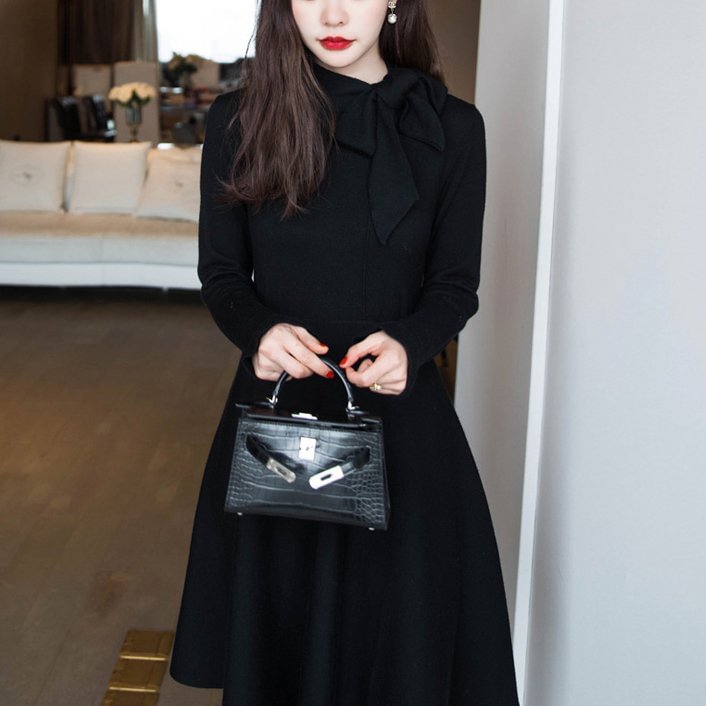 Knitted Elegant A-Line Long Sleeve Dresses
