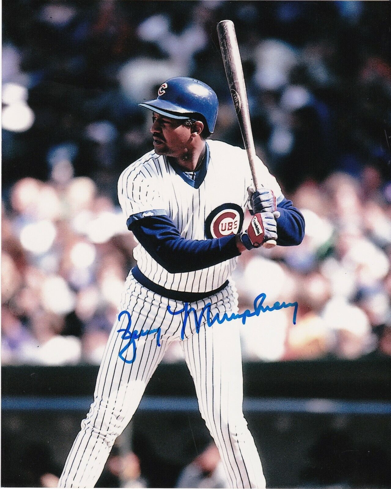 JERRY MUMPHREY CHICAGO CUBS ACTION SIGNED 8x10