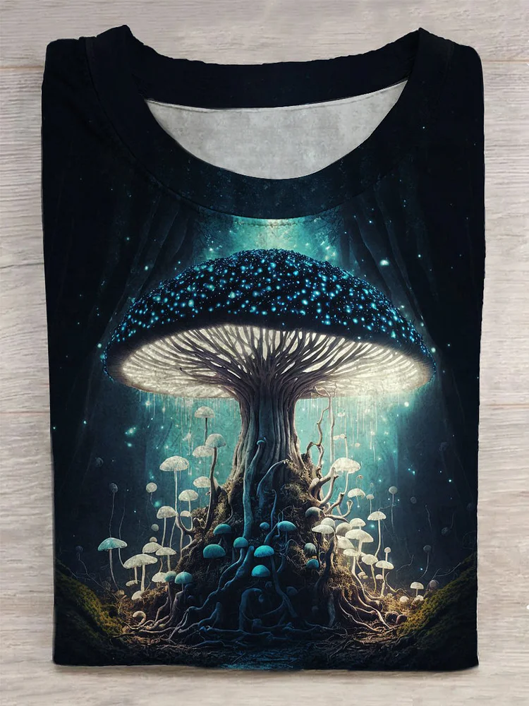 Unisex Mushroom Art Abstract Print T-Shirt