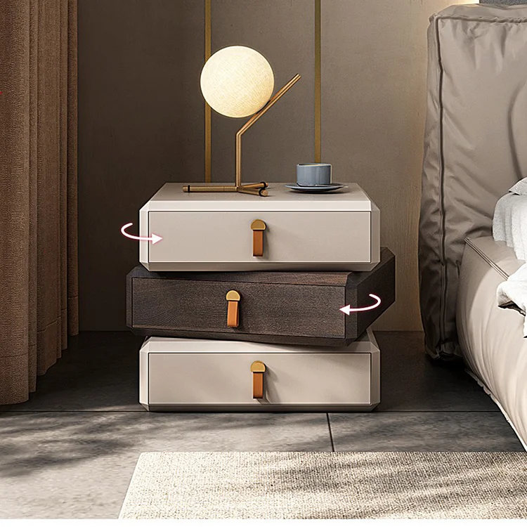 Homemys Modern Bedroom Nightstand Bedside Table With 360 degree Rotation