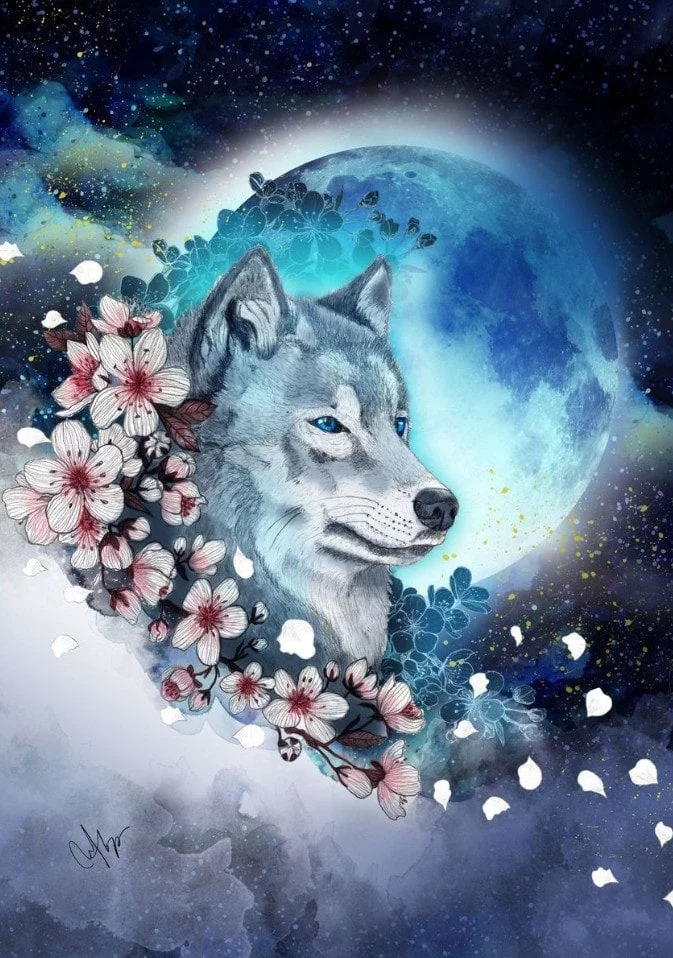 Moon Wolf - Customized AB Drill Diamond Painting gbfke