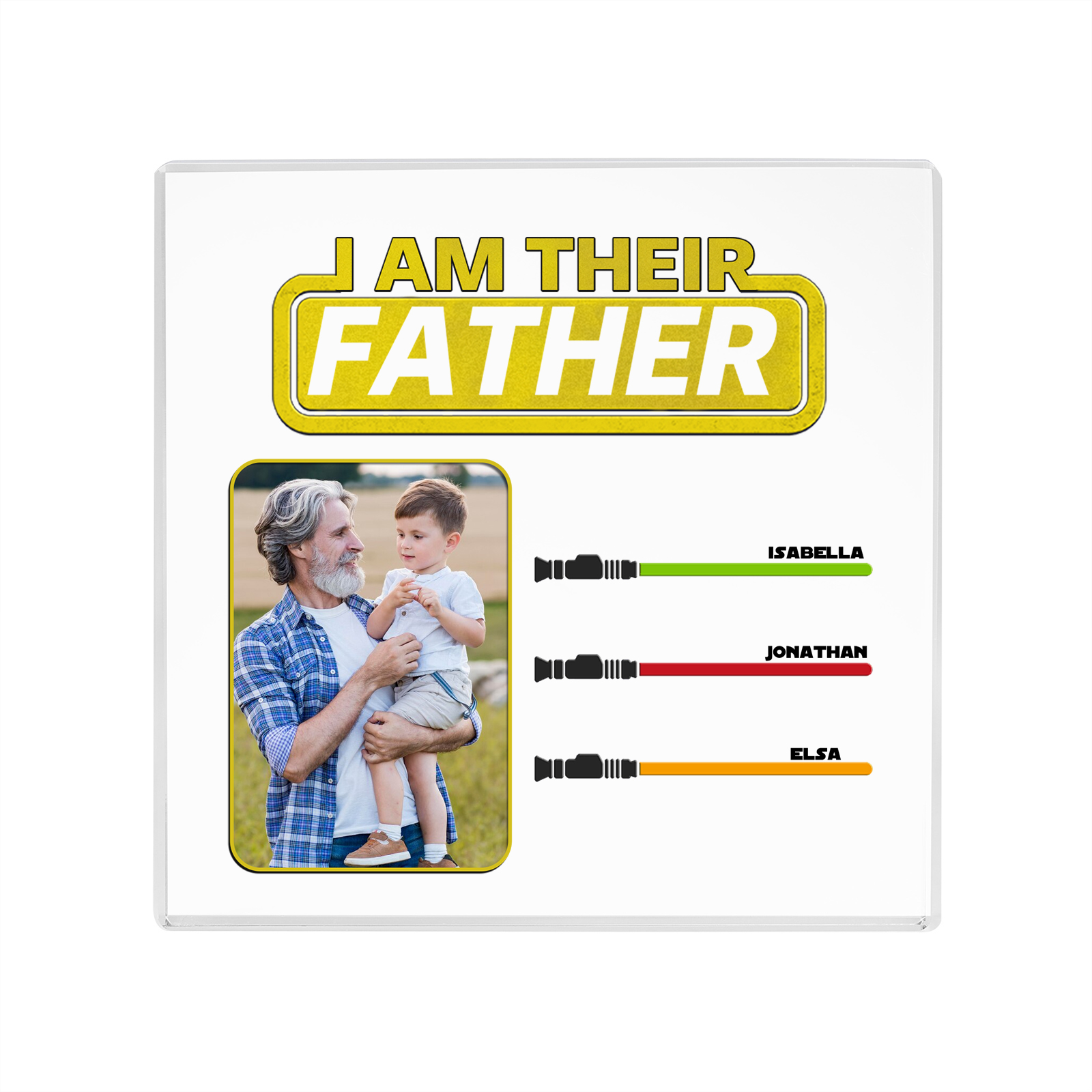 3 Names - Personalised Photo & Name Acrylic Square Keepsake Rectangle Plaque "I Am Their Father" Gifts for Dad-Jessemade AU