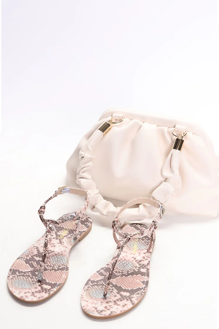 Slithering Through Flat Sandals - Nude