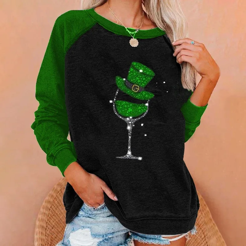 Semper Wine Glass Casual Print Long Sleeve Sweatshirt