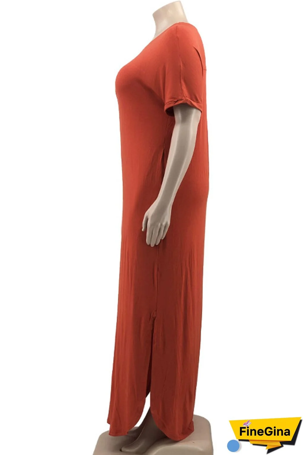 Yellow Casual Solid Patchwork Slit V Neck Straight Plus Size Dresses