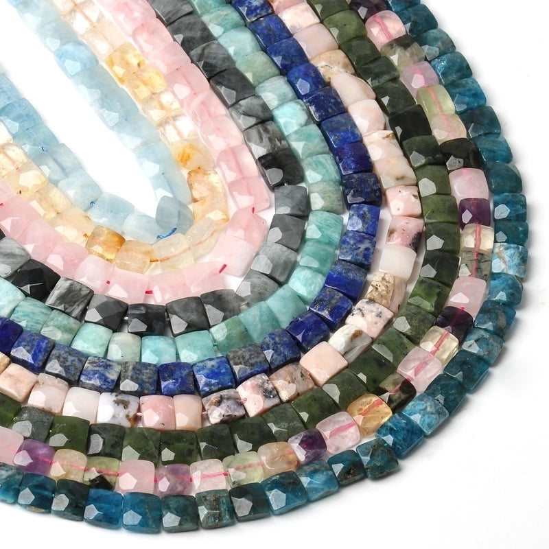 Natural 10x10x5mm Square Irregular Cut Surface AA Citrine Sea Blue Baojia Jade Pink Crystal Loose Beads Accessories
