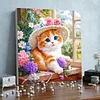 Framed Diamond Painting - Full Round Drill - Kitty (25x25cm)