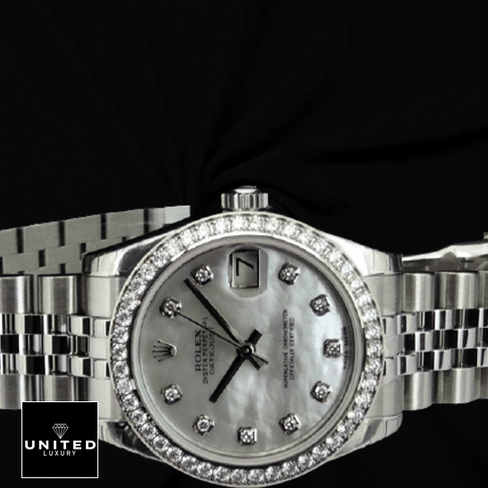 Rolex Datejust 279384RBR White Gold Jubilee Replica & Black Background