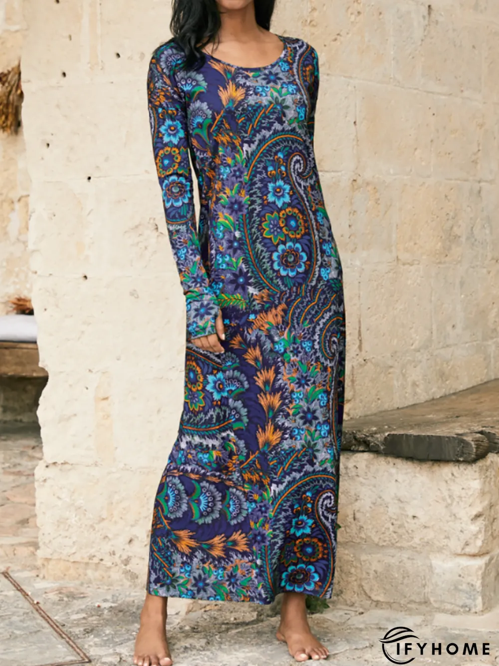 Vintage Floral Long Sleeve Casual Dress | IFYHOME