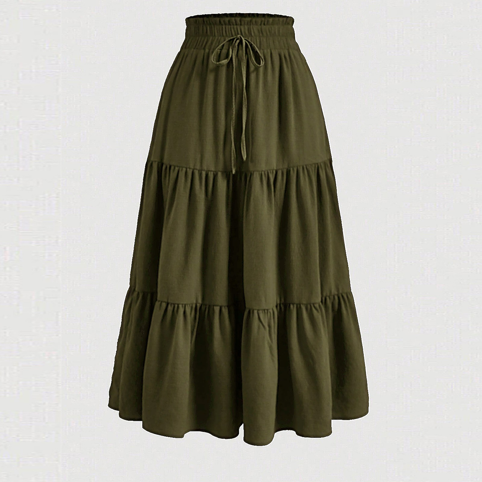 Fashion Solid Women Skirts Elegant Harajuku Saia Casual Floral Loose Long Skirt 