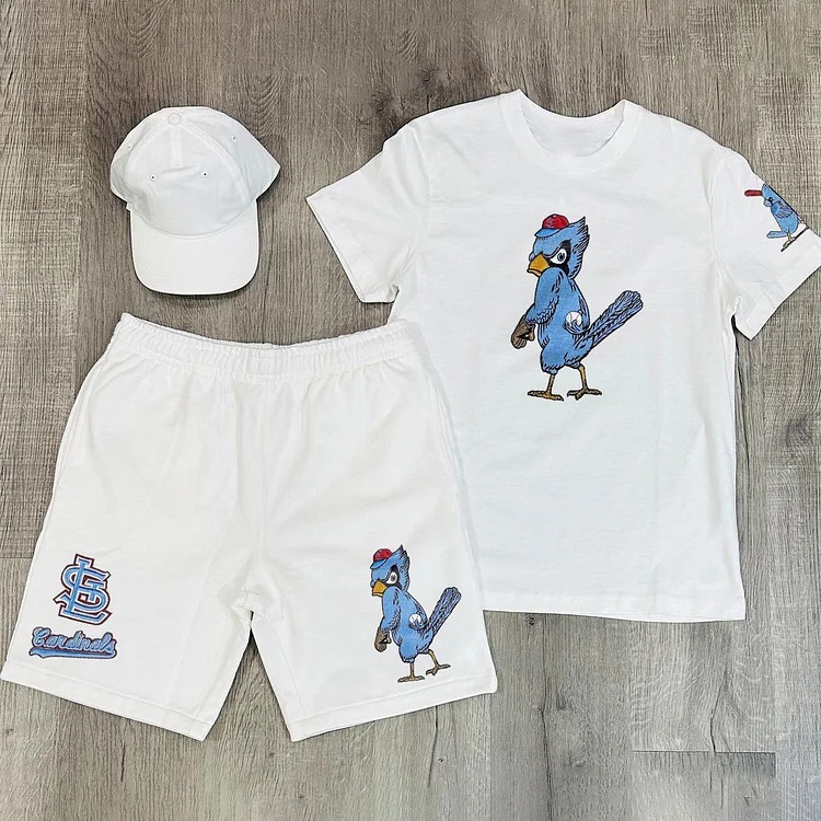 Tide brand retro fashion cartoon short-sleeved suit