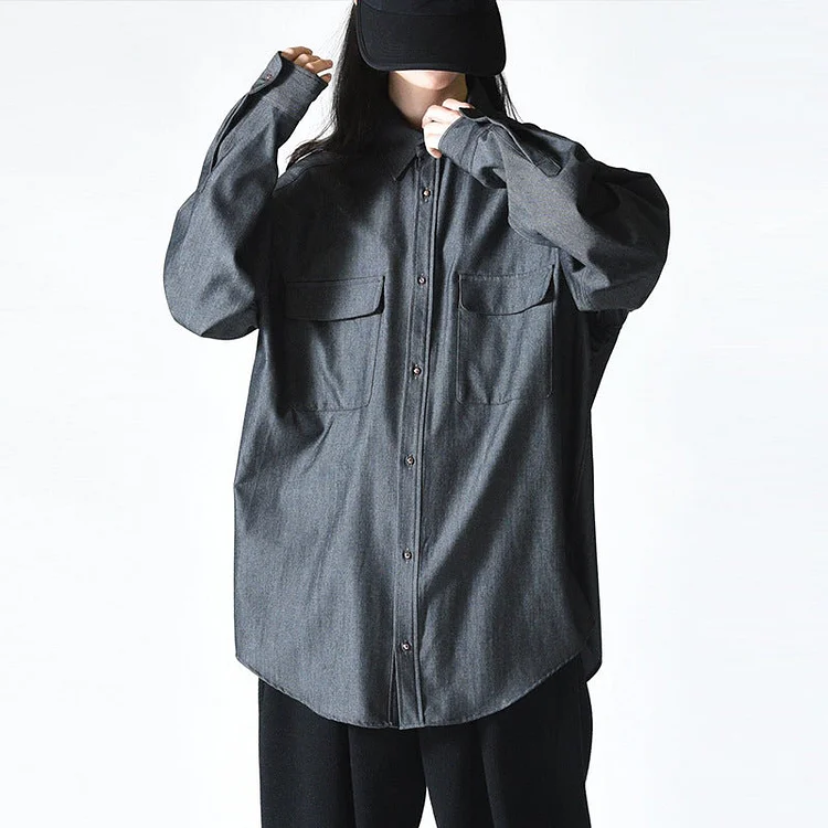 Dawfashion Techwear Streetwear-New Japanese Retro Loose Fashion Is Layered with A Bottomed Long-sleeved Shirts-Streetfashion-Darkwear-Techwear